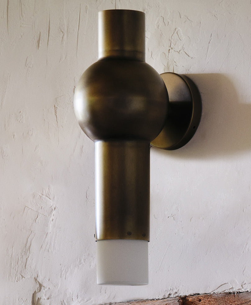 Lantern Sconce Long, Antique Brass