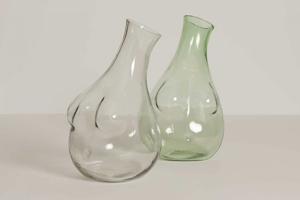 Clear and Green Boobs Decanter